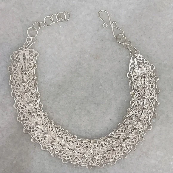 Sterling Silver Overlapping Filigree Bracelet